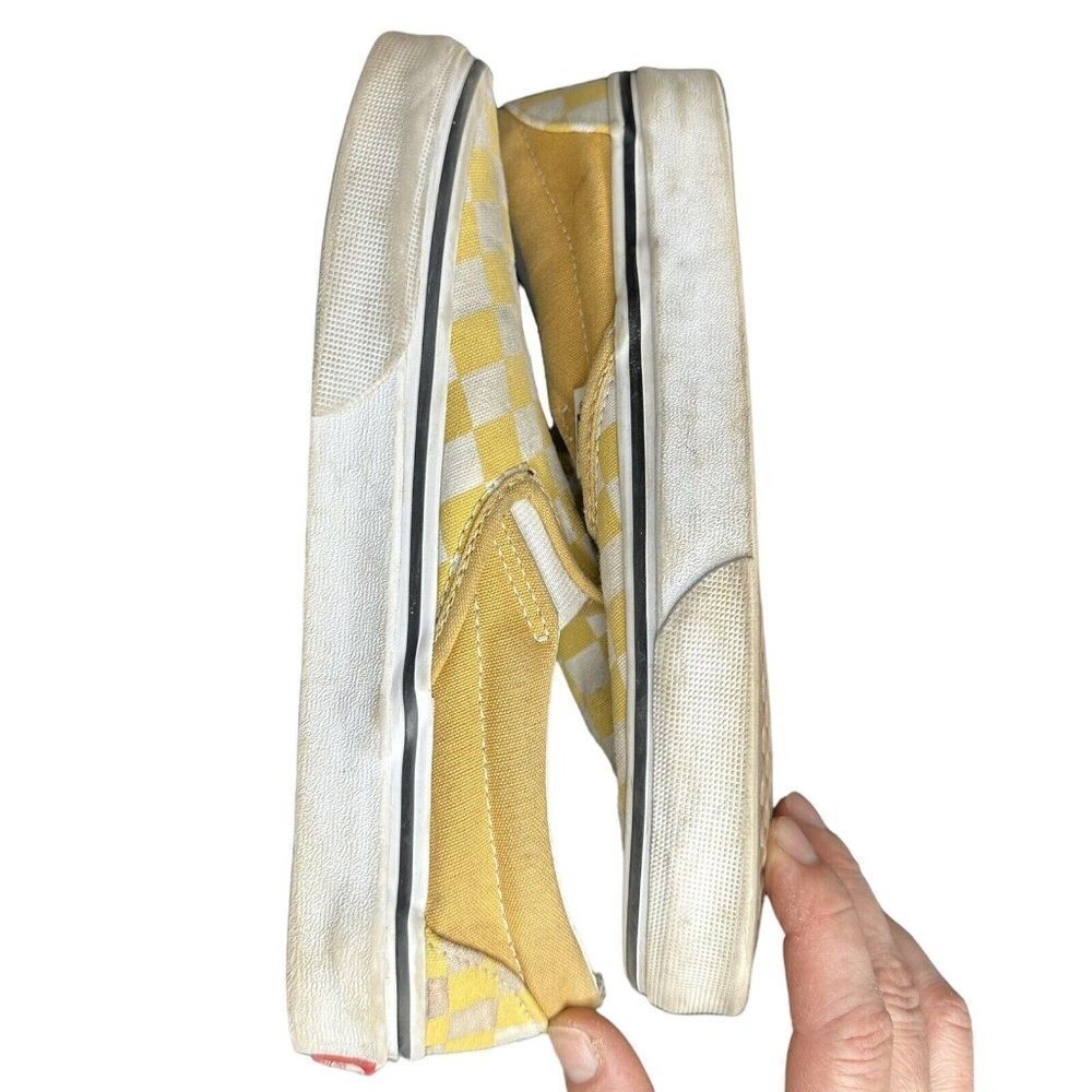 VANS Slip-On Yellow Sz 5.5 Women 4 Men’s Canvas Checkered Loafers - Picture 10 of 11